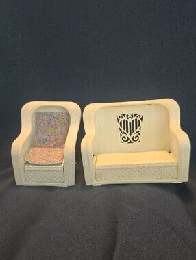 Vintage Barbie Plastic Wicker Furniture Set 1983